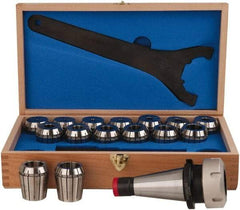 ETM - ISO40 Taper Shank, ER Collet Chuck Set - 0.12 to 1.025 Inch Collet Chuck Capacity - Exact Industrial Supply