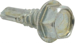 Value Collection - #14, Hex Washer Head, Hex Drive, 3/4" Length Under Head, #3 Point, Self Drilling Screw - Grade 2 Steel, Zinc-Plated Finish - Benchmark Tooling