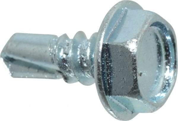 Value Collection - #10, Hex Washer Head, Hex Drive, 1/2" Length Under Head, #3 Point, Self Drilling Screw - Grade 2 Steel, Zinc-Plated Finish - Benchmark Tooling
