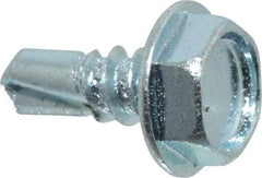Value Collection - #10, Hex Washer Head, Hex Drive, 1/2" Length Under Head, #3 Point, Self Drilling Screw - Grade 2 Steel, Zinc-Plated Finish - Benchmark Tooling