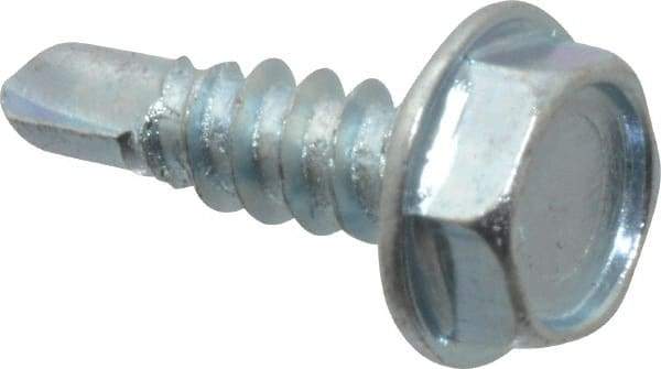 Value Collection - #10, Hex Washer Head, Hex Drive, 5/8" Length Under Head, #3 Point, Self Drilling Screw - Grade 2 Steel, Zinc-Plated Finish - Benchmark Tooling