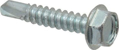 Value Collection - #10, Hex Washer Head, Hex Drive, 1" Length Under Head, #3 Point, Self Drilling Screw - Grade 2 Steel, Zinc-Plated Finish - Benchmark Tooling