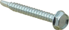 Value Collection - #10, Hex Washer Head, Hex Drive, 1-1/2" Length Under Head, #3 Point, Self Drilling Screw - Grade 2 Steel, Zinc-Plated Finish - Benchmark Tooling