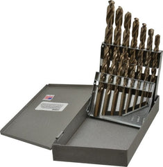 Triumph Twist Drill - 1/16 to 1/2", 135° Point, Gold Finish, Cobalt Jobber Length Drill Bit Set - Benchmark Tooling