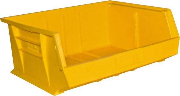 Durham - 14-5/8" Deep, Yellow Plastic Hang and Stack Bins - 7" High x 16-3/4" Wide x 14-5/8" Long - Benchmark Tooling