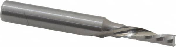 Onsrud - 5/32" Cutting Diam x 9/16" Length of Cut, 1 Flute, Downcut Spiral Router Bit - Uncoated, Right Hand Cut, Solid Carbide, 2" OAL x 1/4" Shank Diam, Single Edge, 21° Helix Angle - Benchmark Tooling