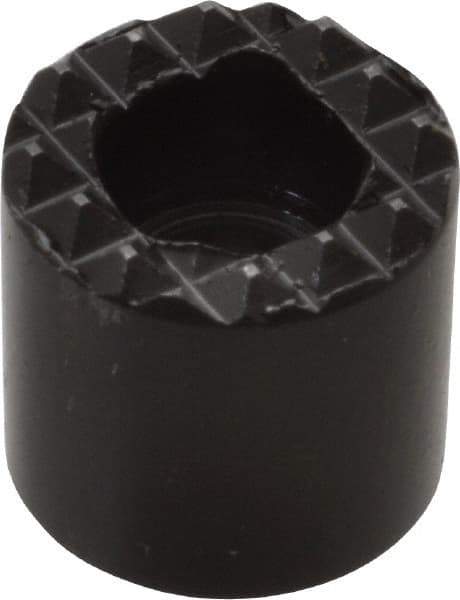 Fairlane - 1/2" Diam, 1/2" High, No. 8 C Bore SHCS, Counterbored, Extra Fine Tooth Grade Diamond Serration Tooth Pattern, High Speed Steel, Round Positioning Gripper - Black Oxide Coated - Benchmark Tooling