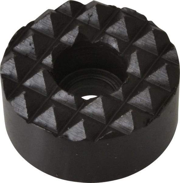 Fairlane - 1" Diam, 1/2" High, 1/4 C Bore SHCS, Counterbored, Coarse Tooth Grade Diamond Serration Tooth Pattern, High Speed Steel, Round Positioning Gripper - Black Oxide Coated - Benchmark Tooling