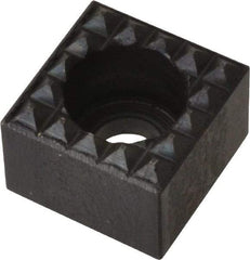 Fairlane - 1/2" Square, 3/8" High, #10 C Bore SHCS Size, Extra Fine Tooth Grade, Diamond Serration, High Speed Steel, Square Positioning Gripper - 0.03 x 45A° Chamfer, 1/4" Counterbore Depth, Black Oxide Finish - Benchmark Tooling