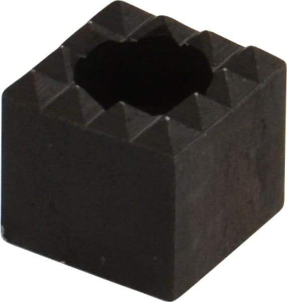 Fairlane - 1/2" Square, 1/2" High, #10 C Bore SHCS Size, Fine Tooth Grade, Diamond Serration, High Speed Steel, Square Positioning Gripper - 0.03 x 45A° Chamfer, 1/4" Counterbore Depth, Black Oxide Finish - Benchmark Tooling