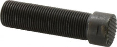 Fairlane - Serrated Tooth, 3/4-16, 5/16" Internal Hex, 2-1/2" Shank Length, 2-1/2" Thread Length, Black Oxide Finish, Round Head, Adjustable Positioning Gripper - 3/4" Pad Diam, 7/8" Hex, 1/4" Head Height, Extra Fine Tooth Grade - Benchmark Tooling