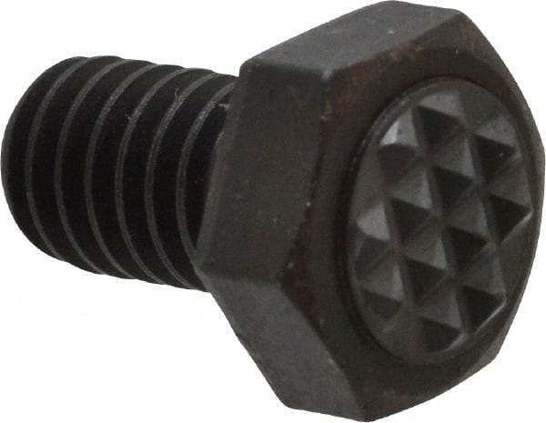 Fairlane - Serrated Tooth, 5/16-18, 1/2" Shank Length, 1/2" Thread Length, Black Oxide Finish, Hex Head, Adjustable Positioning Gripper - 3/8" Pad Diam, 1/2" Hex, 1/4" Head Height, Extra Fine Tooth Grade - Benchmark Tooling