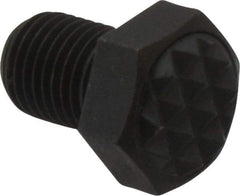 Fairlane - Serrated Tooth, 3/8-24, 1/2" Shank Length, 1/2" Thread Length, Black Oxide Finish, Hex Head, Adjustable Positioning Gripper - 1/2" Pad Diam, 9/16" Hex, 9/32" Head Height, Fine Tooth Grade - Benchmark Tooling