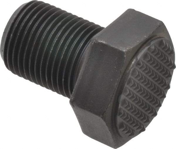 Fairlane - Serrated Tooth, 3/4-16, 1" Shank Length, 1" Thread Length, Black Oxide Finish, Hex Head, Adjustable Positioning Gripper - 1" Pad Diam, 1-1/8" Hex, 1/2" Head Height, Extra Fine Tooth Grade - Benchmark Tooling