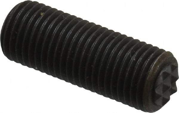 Fairlane - Serrated Tooth, 3/8-24, 3/16" Internal Hex, 1" Thread Length, Black Oxide Finish, Fully Threaded, Adjustable Positioning Gripper - 1/4" Pad Diam, Extra Fine Tooth Grade - Benchmark Tooling