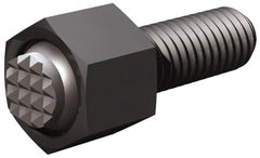 Fairlane - 5/16-24, 1/2" Thread Length, 5/16" Ball Diam, Serrated Ball Pad Surface, Alloy Steel, Black Oxide, Hex Head, Swivel Action Gripper Assemblies - 7/16" Head Height, 1/2" Hex, 5/16" Contact Diam, High Speed Steel Ball - Benchmark Tooling