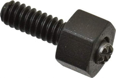 Fairlane - 10-24, 1/2" Thread Length, 5/32" Ball Diam, Serrated Ball Pad Surface, Alloy Steel, Black Oxide, Hex Head, Swivel Action Gripper Assemblies - 5/16" Head Height, 3/8" Hex, 5/32" Contact Diam, High Speed Steel Ball - Benchmark Tooling