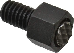 Fairlane - 5/16-18, 1/2" Thread Length, 5/16" Ball Diam, Serrated Ball Pad Surface, Alloy Steel, Black Oxide, Hex Head, Swivel Action Gripper Assemblies - 7/16" Head Height, 1/2" Hex, 5/16" Contact Diam, High Speed Steel Ball - Benchmark Tooling