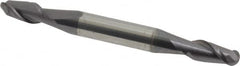 Accupro - 7/32" Diam, 7/16" LOC, 2 Flute Solid Carbide Ball End Mill - AlTiN Finish, Double End, 2-1/2" OAL, 1/4" Shank Diam, Spiral Flute - Benchmark Tooling