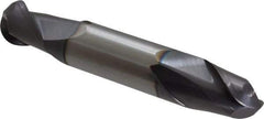 Accupro - 1/2" Diam, 5/8" LOC, 2 Flute Solid Carbide Ball End Mill - AlTiN Finish, Double End, 3" OAL, 1/2" Shank Diam, Spiral Flute - Benchmark Tooling
