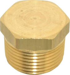 Eaton - 3/4 Male Thread, Brass Industrial Pipe Hex Head Plug - MNPTF, 1,200 psi - Benchmark Tooling
