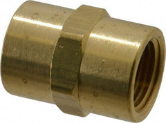 Eaton - 1/2 Female Thread, Brass Industrial Pipe Coupling - FNPTF, 1,200 psi - Benchmark Tooling