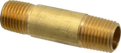 Eaton - 1/4 Male Thread, Brass Industrial Pipe Long Nipple - MNPTF, 1,200 psi - Benchmark Tooling