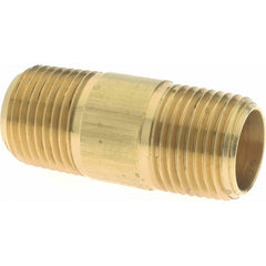 Industrial Pipe Long Nipple: 1/2″ Male Thread, MNPTF 1,200 Max psi, Brass