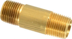 Industrial Pipe Long Nipple: 1/2″ Male Thread, MNPTF 1,200 Max psi, Brass