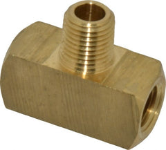 Industrial Pipe Male Branch Tee: 1/4″ Female Thread, 1/4″ Male Thread, MNPTF x FNPTF 1,200 Max psi, Brass