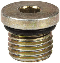 Eaton - 1/4 Male Thread, Steel Industrial Pipe Hex Socket Plug - Male Straight Thread O-Ring, 6,000 psi - Benchmark Tooling
