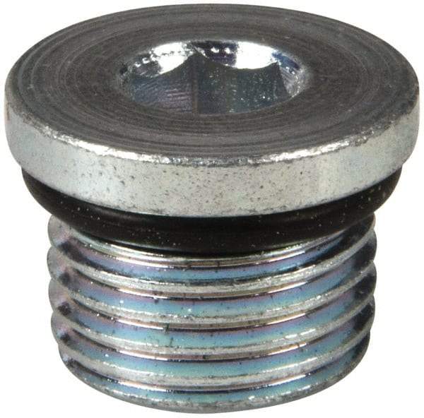 Eaton - 3/8 Male Thread, Steel Industrial Pipe Hex Socket Plug - Male Straight Thread O-Ring, 6,000 psi - Benchmark Tooling