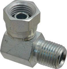 Weatherhead - 1/4-18 Male Thread x 1/4-18 Female Thread, Steel Industrial Pipe 90° Elbow Adapter - FNPSM x MNPT, 2,500 psi - Benchmark Tooling