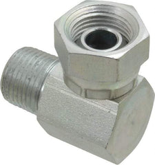 Weatherhead - 3/8-18 Male Thread x 3/8-18 Female Thread, Steel Industrial Pipe 90° Elbow Adapter - FNPSM x MNPT, 2,500 psi - Benchmark Tooling