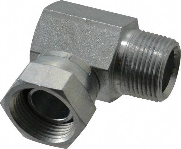 Weatherhead - 3/4-14 Male Thread x 3/4-14 Female Thread, Steel Industrial Pipe 90° Elbow Adapter - FNPSM x MNPT, 2,500 psi - Benchmark Tooling