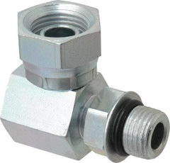 Weatherhead - 9/16-18 Male Thread x 3/8-18 Female Thread, Steel Industrial Pipe 90° Elbow Adapter - FNPSM x Male Straight Thread O-Ring, 2,500 psi - Benchmark Tooling