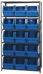 Quantum Storage - 2,375 Lb Capacity, 18" Deep x 42" Wide x 75" High, Steel Pick Rack - 15 Black Polyethylene Bins - Benchmark Tooling