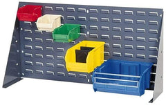 Quantum Storage - 320 Lb Capacity, 8" Deep x 36" Wide x 19" High, Steel Bench Rack - 1 Side, 32 Red Polyethylene/Polypropylene Bins, 4-1/8" Bin Width x 3" Bin Height x 5-1/2" Bin Depth - Benchmark Tooling