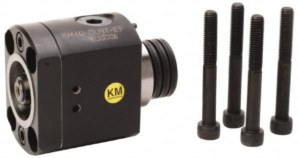 Kennametal - Neutral Cut, KM50 Modular Connection, Adapter/Mount Lathe Modular Clamping Unit - 50.01mm Square Shank Diam, 4.593" OAL, Through Coolant, Series CLNT-EF Flange Mount Top Access - Exact Industrial Supply