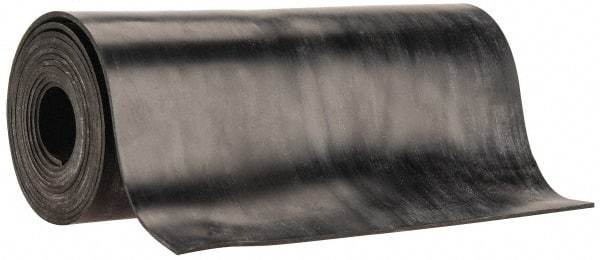 Made in USA - 1/16" Thick x 6" Wide x 5' Long Black Buna-N Rubber Roll - Stock Length, Plain Back, 50 Shore A Durometer, 2,500 psi Tensile Strength, -20°F to 170°F - Benchmark Tooling
