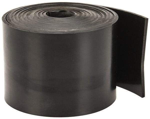 Made in USA - 3/32" Thick x 2" Wide x 5' Long Black Buna-N Rubber Roll - Stock Length, Plain Back, 50 Shore A Durometer, 2,500 psi Tensile Strength, -20°F to 170°F - Benchmark Tooling