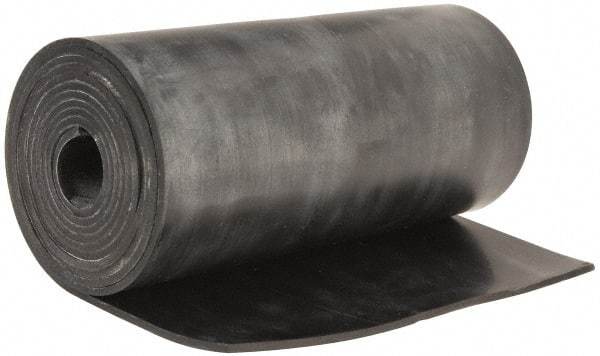 Made in USA - 3/32" Thick x 6" Wide x 5' Long Black Buna-N Rubber Roll - Stock Length, Plain Back, 50 Shore A Durometer, 2,500 psi Tensile Strength, -20°F to 170°F - Benchmark Tooling