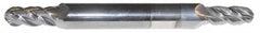 Accupro - 7/16" Diam, 9/16" LOC, 4 Flute Solid Carbide Ball End Mill - AlTiN Finish, Double End, 2-3/4" OAL, 7/16" Shank Diam, Spiral Flute - Benchmark Tooling