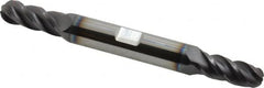 Accupro - 5/16" Diam, 3/4" LOC, 4 Flute Solid Carbide Ball End Mill - AlTiN Finish, Double End, 3-1/2" OAL, 3/8" Shank Diam, Spiral Flute - Benchmark Tooling