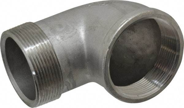 Merit Brass - 3" Grade 304 Stainless Steel Pipe 90° Elbow - FNPT x MNPT End Connections, 150 psi - Benchmark Tooling