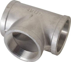 Merit Brass - 3" Grade 304 Stainless Steel Pipe Tee - FNPT x FNPT x FNPT End Connections, 150 psi - Benchmark Tooling