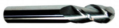 Accupro - 7/16" Diam, 3" LOC, 3 Flute Solid Carbide Ball End Mill - TiCN Finish, Single End, 6" OAL, 7/16" Shank Diam, Spiral Flute - Benchmark Tooling