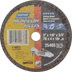 Norton - 3" Ceramic Cutoff Wheel - 1/8" Thick, 3/8" Arbor, 25,465 Max RPM, Use with Die Grinders - Benchmark Tooling