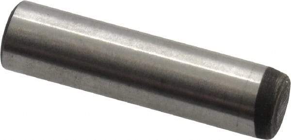 Value Collection - 3/16" Diam x 3/4" Pin Length Alloy Steel Oversized Dowel Pin - C 50-58 Hardness, 7,200 Lb Breaking Strength, 1 Beveled & 1 Rounded End - Benchmark Tooling