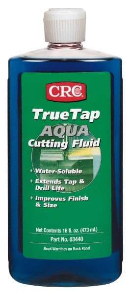 CRC - TrueTap Aqua, 16 oz Bottle Cutting Fluid - Water Soluble, For Drilling, Reaming, Sawing, Shearing, Tapping, Threading, Turning - Benchmark Tooling